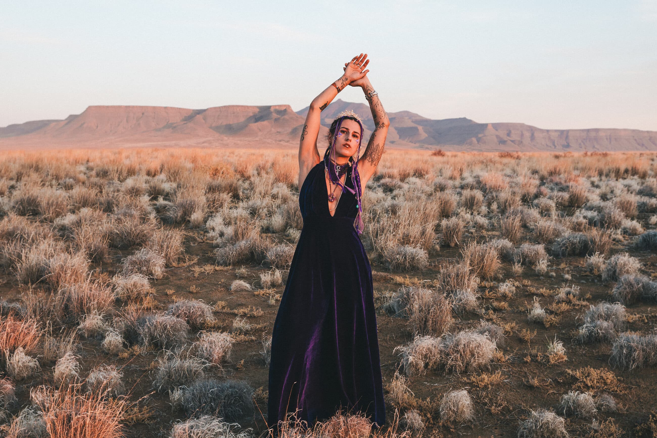 Josie Thorne in the desert at golden hour